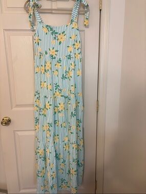 Draper James RSVP Summer Maxi Dress with Yellow Floral Print Large